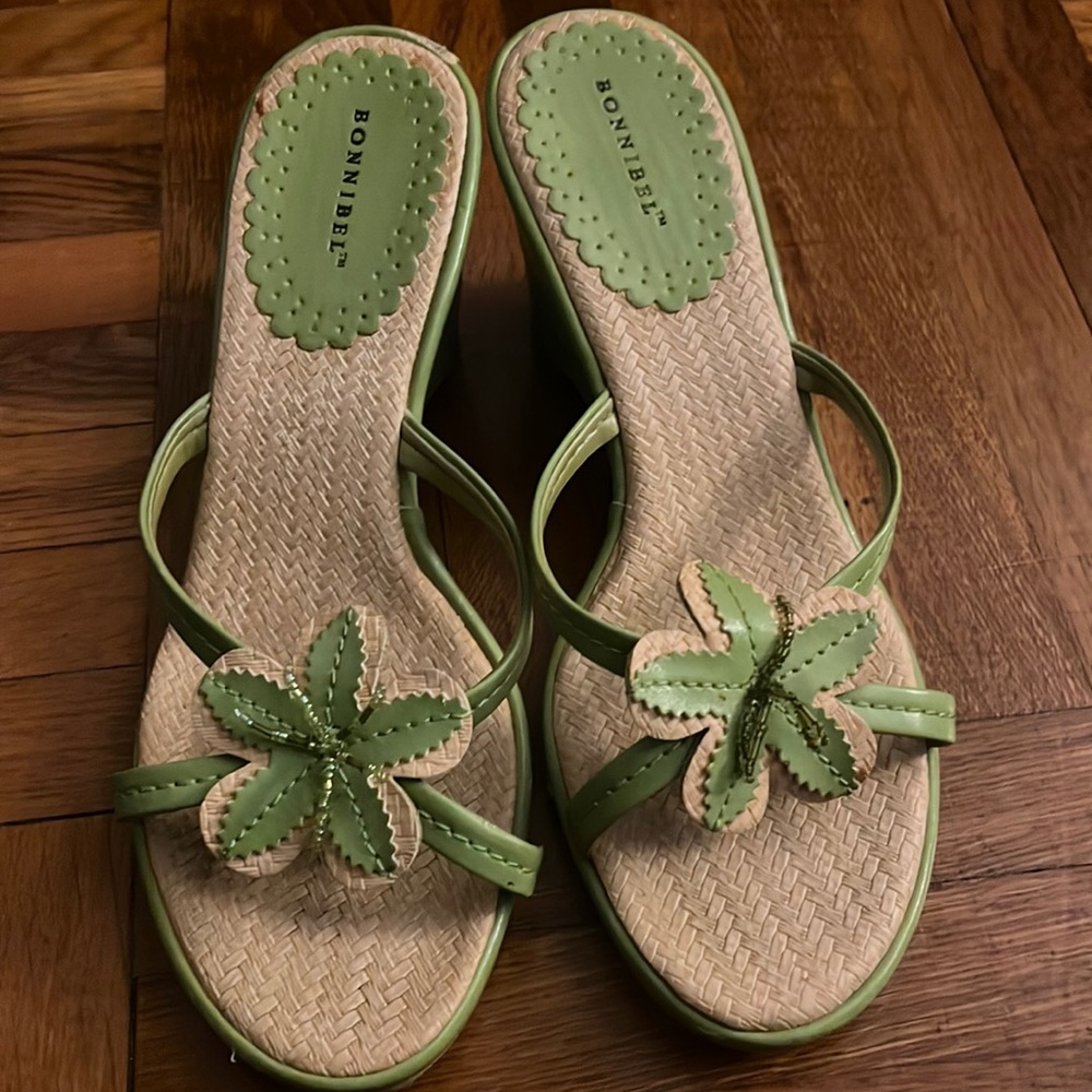 Y2K Lime green wedge sandal